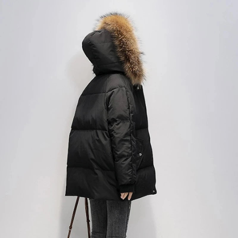 Women's Hooded Parka Pure Color Casual Thicken Jacket Korean Fashion Long Sleeve Women's Jacket Winter New Down Jacket