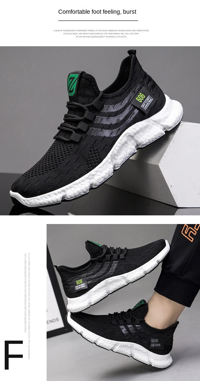 Men Sneakers New Flying Woven Shallow Mouth Casual Sports Shoes White Blue Low-Top Fashion Men's Shoe