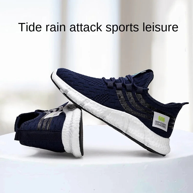 Men Sneakers New Flying Woven Shallow Mouth Casual Sports Shoes White Blue Low-Top Fashion Men's Shoe