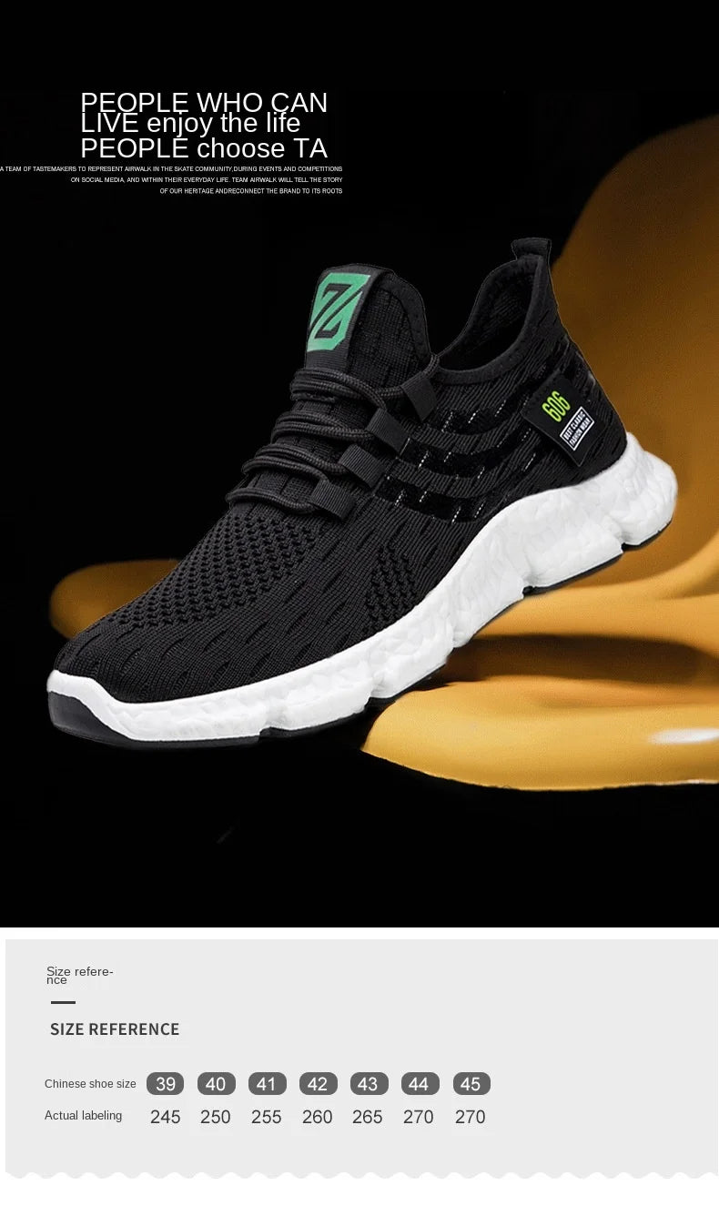 Men Sneakers New Flying Woven Shallow Mouth Casual Sports Shoes White Blue Low-Top Fashion Men's Shoe