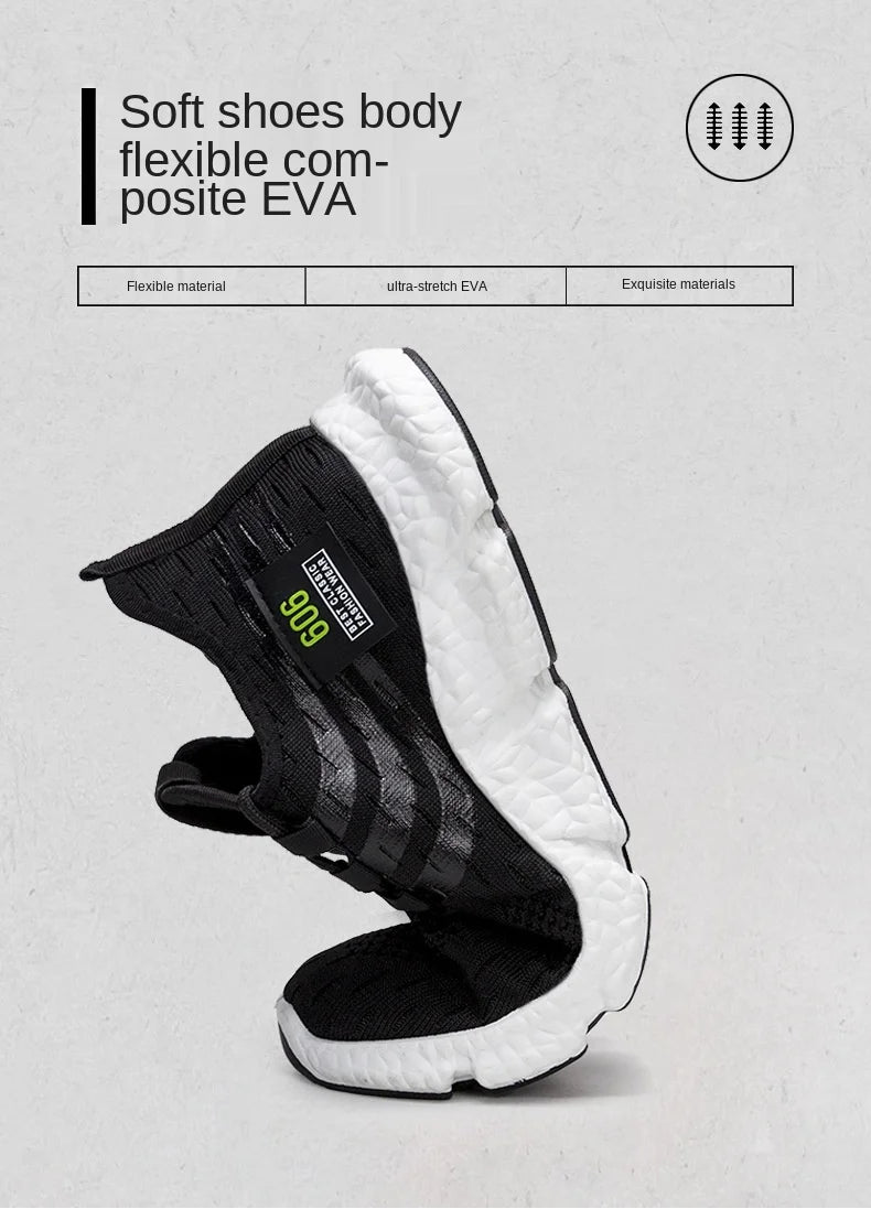Men Sneakers New Flying Woven Shallow Mouth Casual Sports Shoes White Blue Low-Top Fashion Men's Shoe