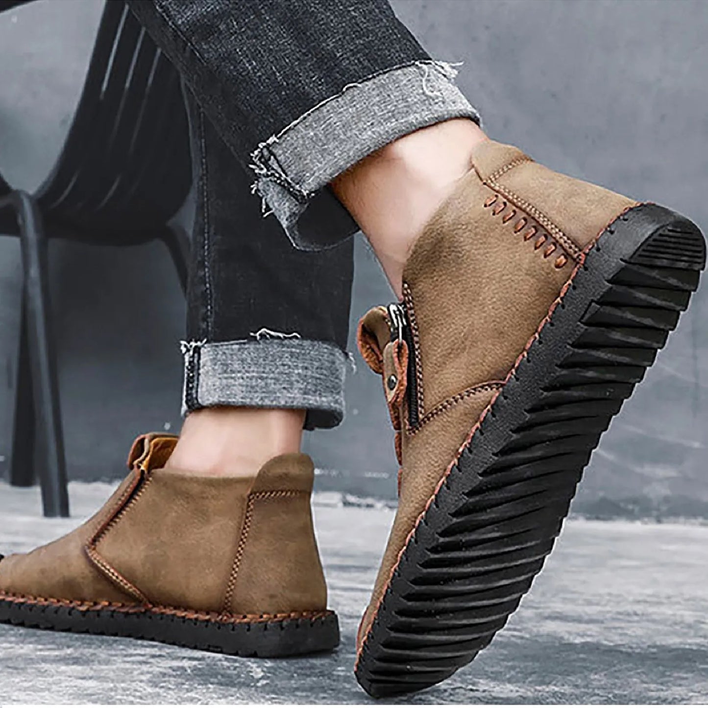 Men's Shoes / Sneakers Luxury Suede Leather Denim Lace Up Mens Casual Shoes Outdoor Canvas Shoes Male Handmade Leisure Shoes For Man
