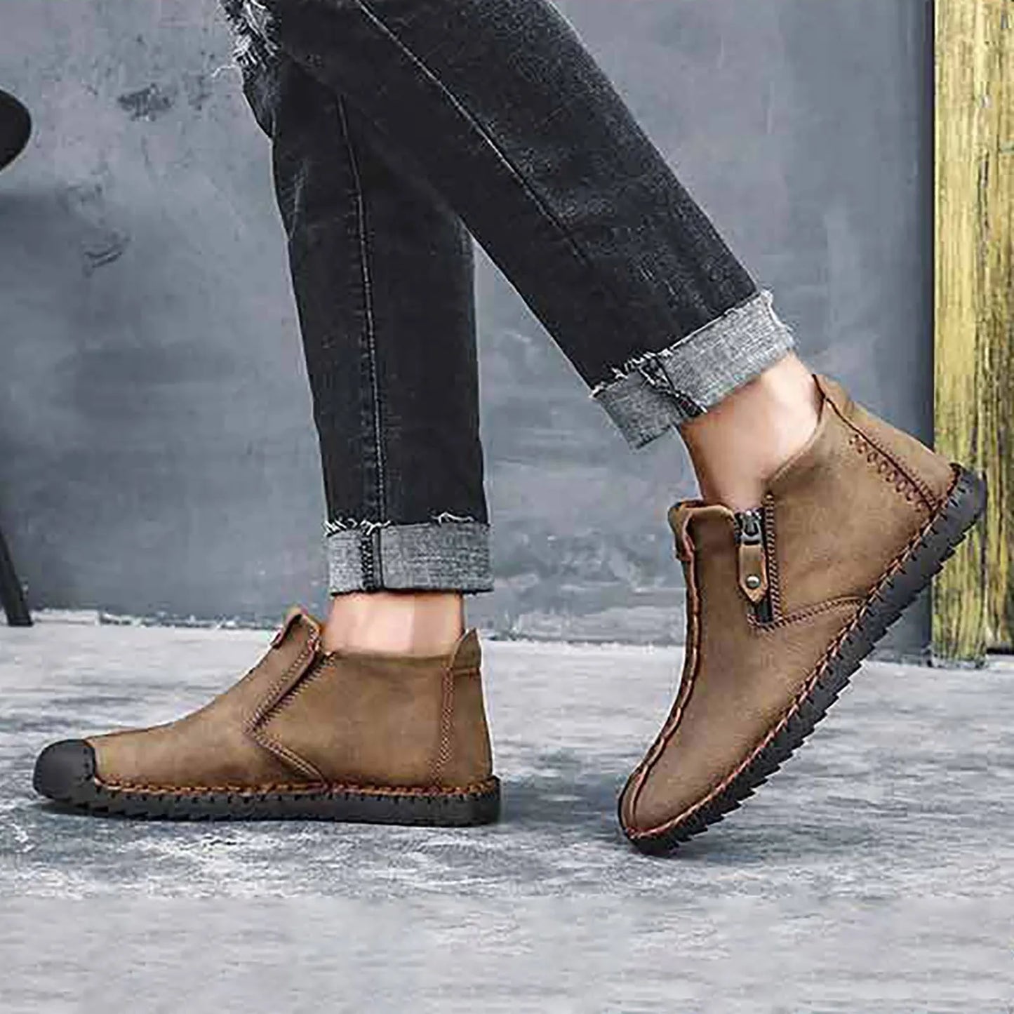 Men's Shoes / Sneakers Luxury Suede Leather Denim Lace Up Mens Casual Shoes Outdoor Canvas Shoes Male Handmade Leisure Shoes For Man