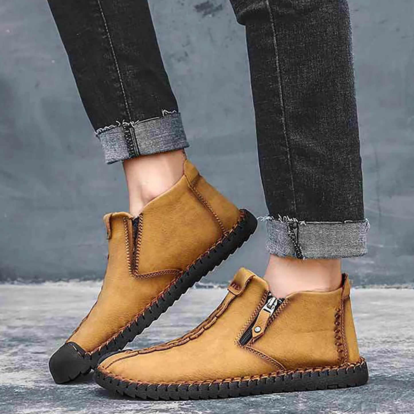 Men's Shoes / Sneakers Luxury Suede Leather Denim Lace Up Mens Casual Shoes Outdoor Canvas Shoes Male Handmade Leisure Shoes For Man