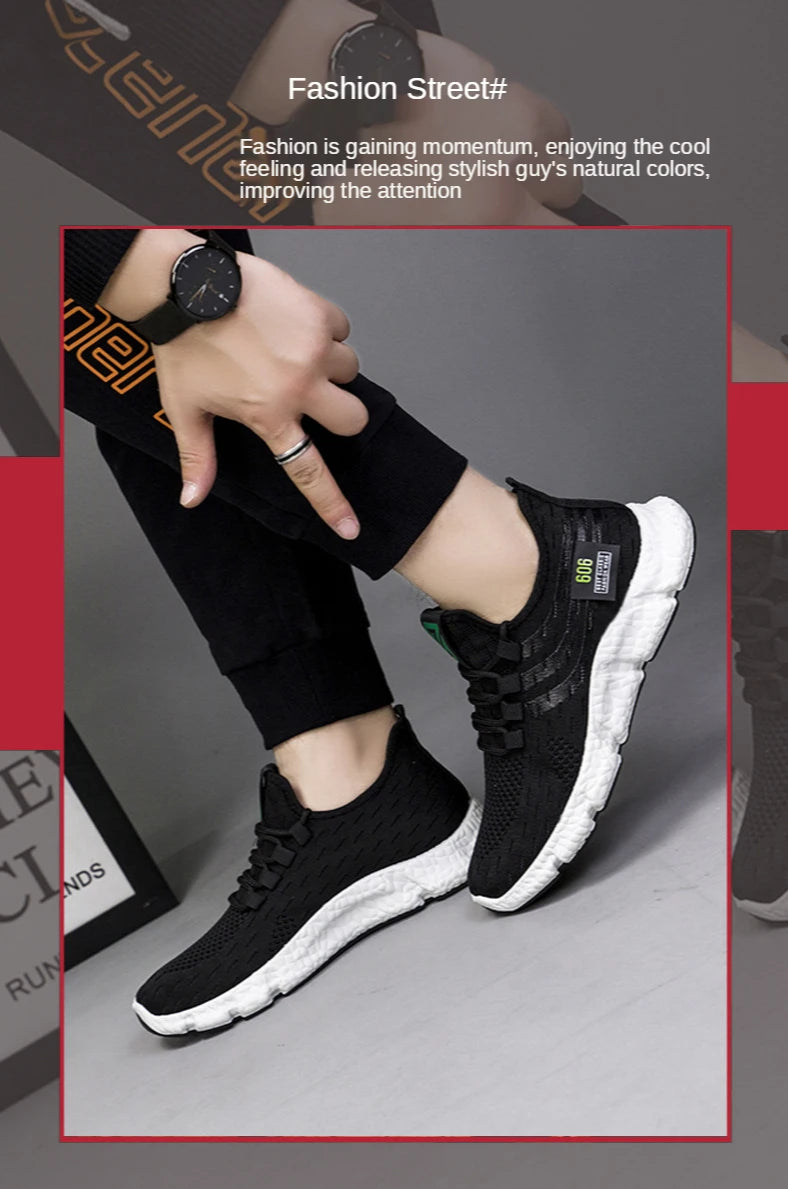 Men Sneakers New Flying Woven Shallow Mouth Casual Sports Shoes White Blue Low-Top Fashion Men's Shoe