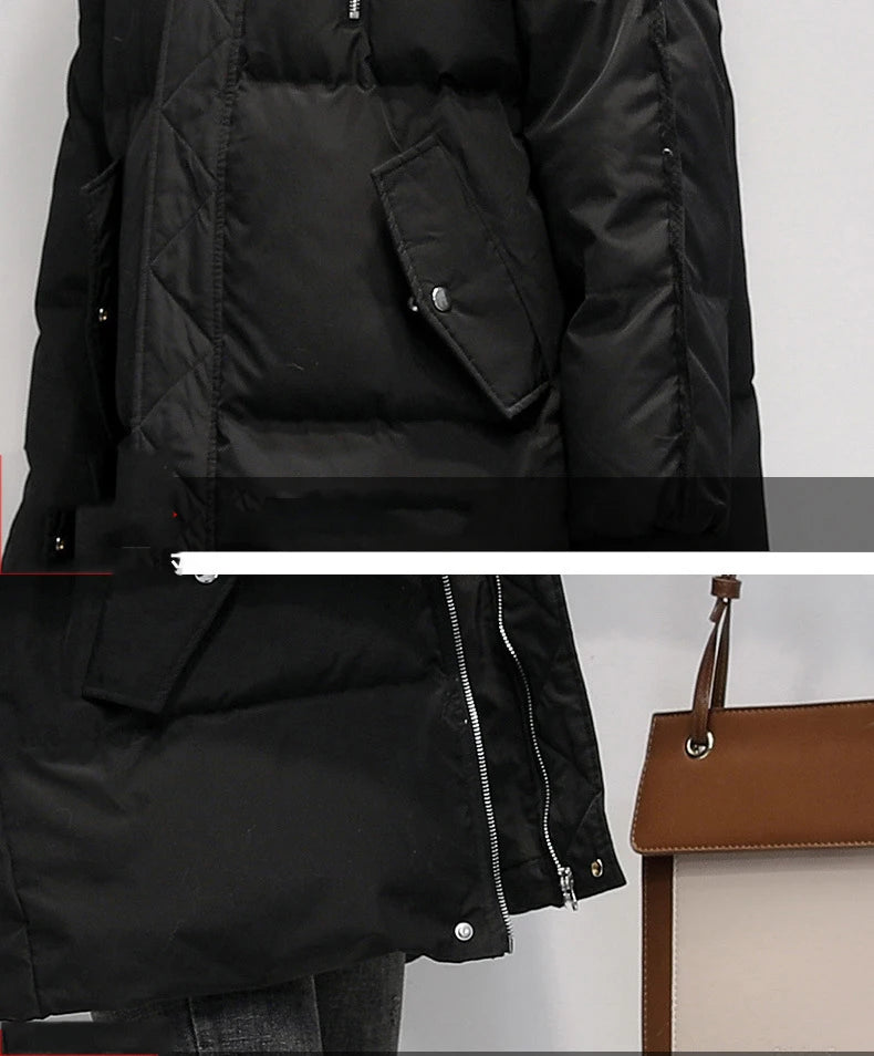 Women's Hooded Parka Pure Color Casual Thicken Jacket Korean Fashion Long Sleeve Women's Jacket Winter New Down Jacket