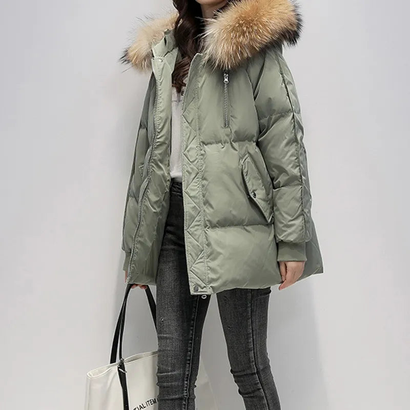 Women's Hooded Parka Pure Color Casual Thicken Jacket Korean Fashion Long Sleeve Women's Jacket Winter New Down Jacket
