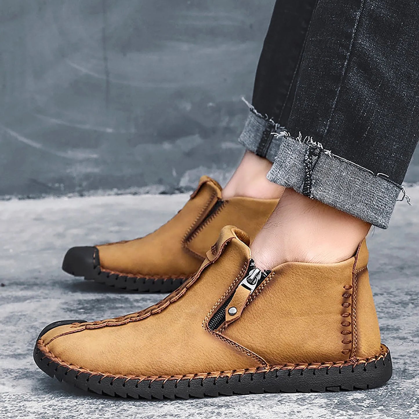 Men's Shoes / Sneakers Luxury Suede Leather Denim Lace Up Mens Casual Shoes Outdoor Canvas Shoes Male Handmade Leisure Shoes For Man