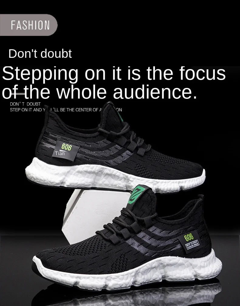 Men Sneakers New Flying Woven Shallow Mouth Casual Sports Shoes White Blue Low-Top Fashion Men's Shoe