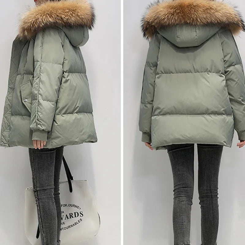 Women's Hooded Parka Pure Color Casual Thicken Jacket Korean Fashion Long Sleeve Women's Jacket Winter New Down Jacket