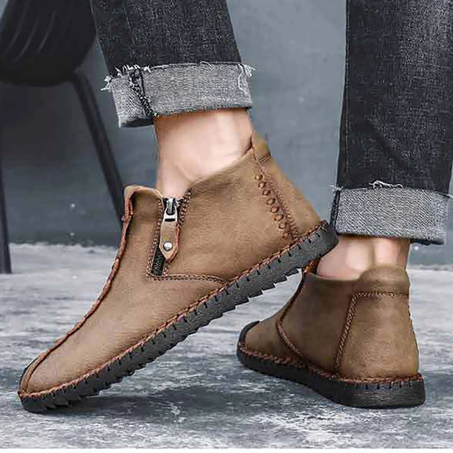 Men's Shoes / Sneakers Luxury Suede Leather Denim Lace Up Mens Casual Shoes Outdoor Canvas Shoes Male Handmade Leisure Shoes For Man