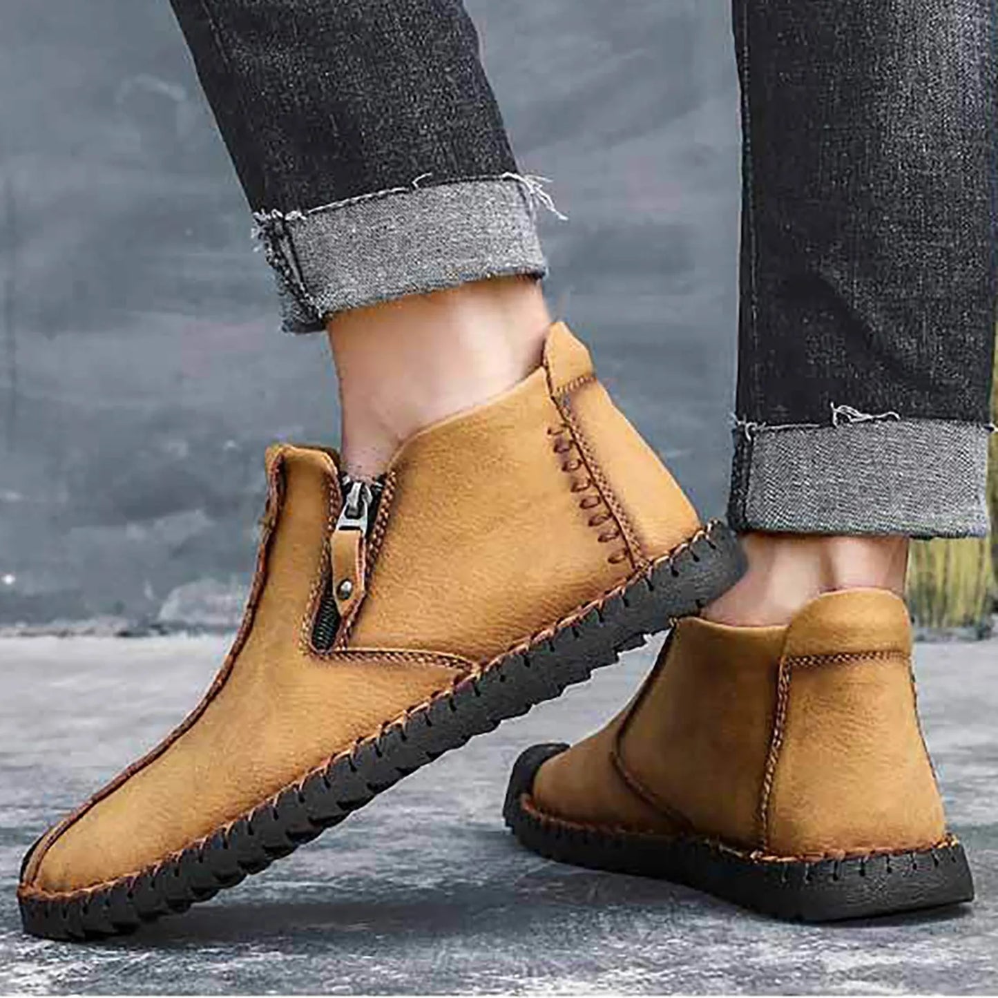 Men's Shoes / Sneakers Luxury Suede Leather Denim Lace Up Mens Casual Shoes Outdoor Canvas Shoes Male Handmade Leisure Shoes For Man