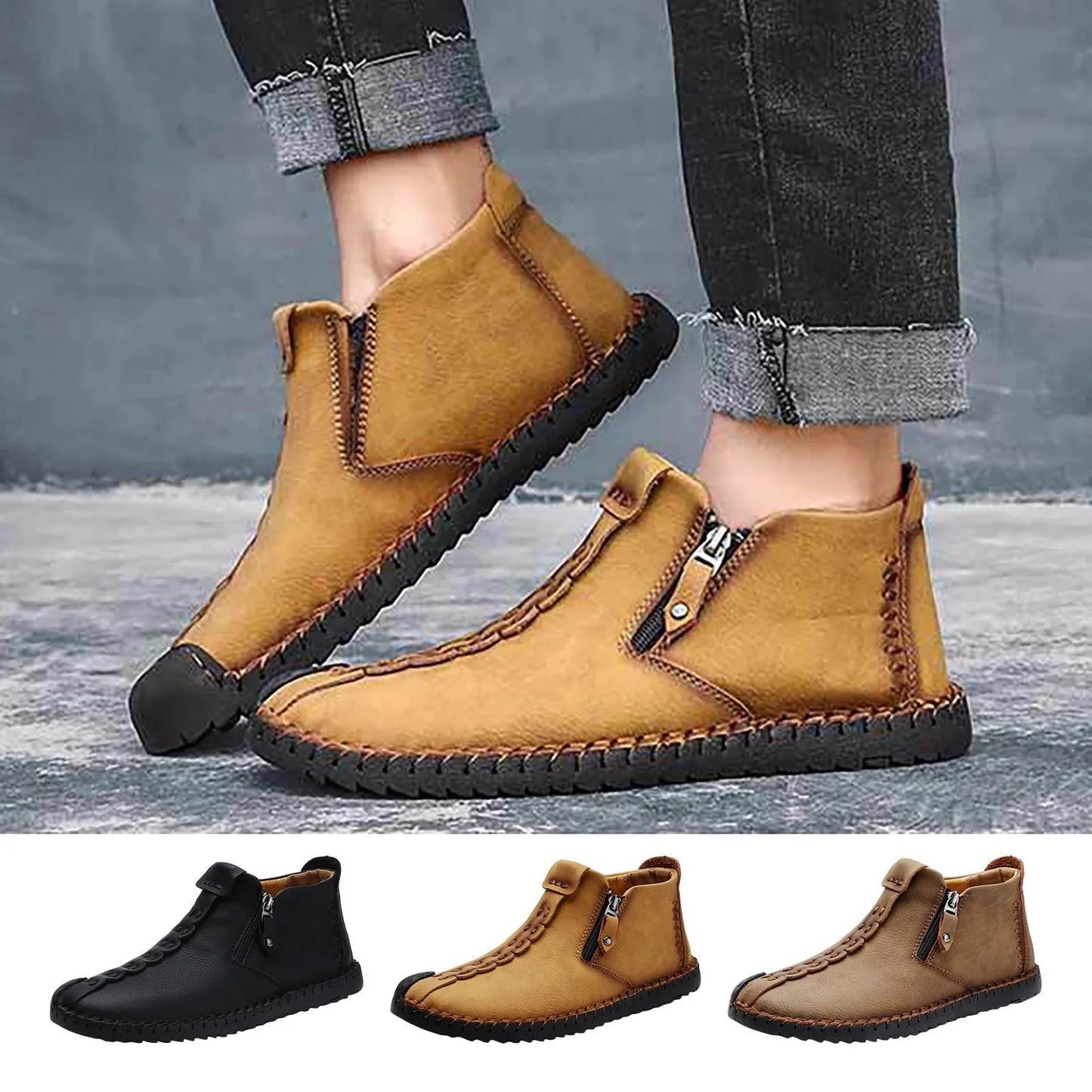 Men's Shoes / Sneakers Luxury Suede Leather Denim Lace Up Mens Casual Shoes Outdoor Canvas Shoes Male Handmade Leisure Shoes For Man
