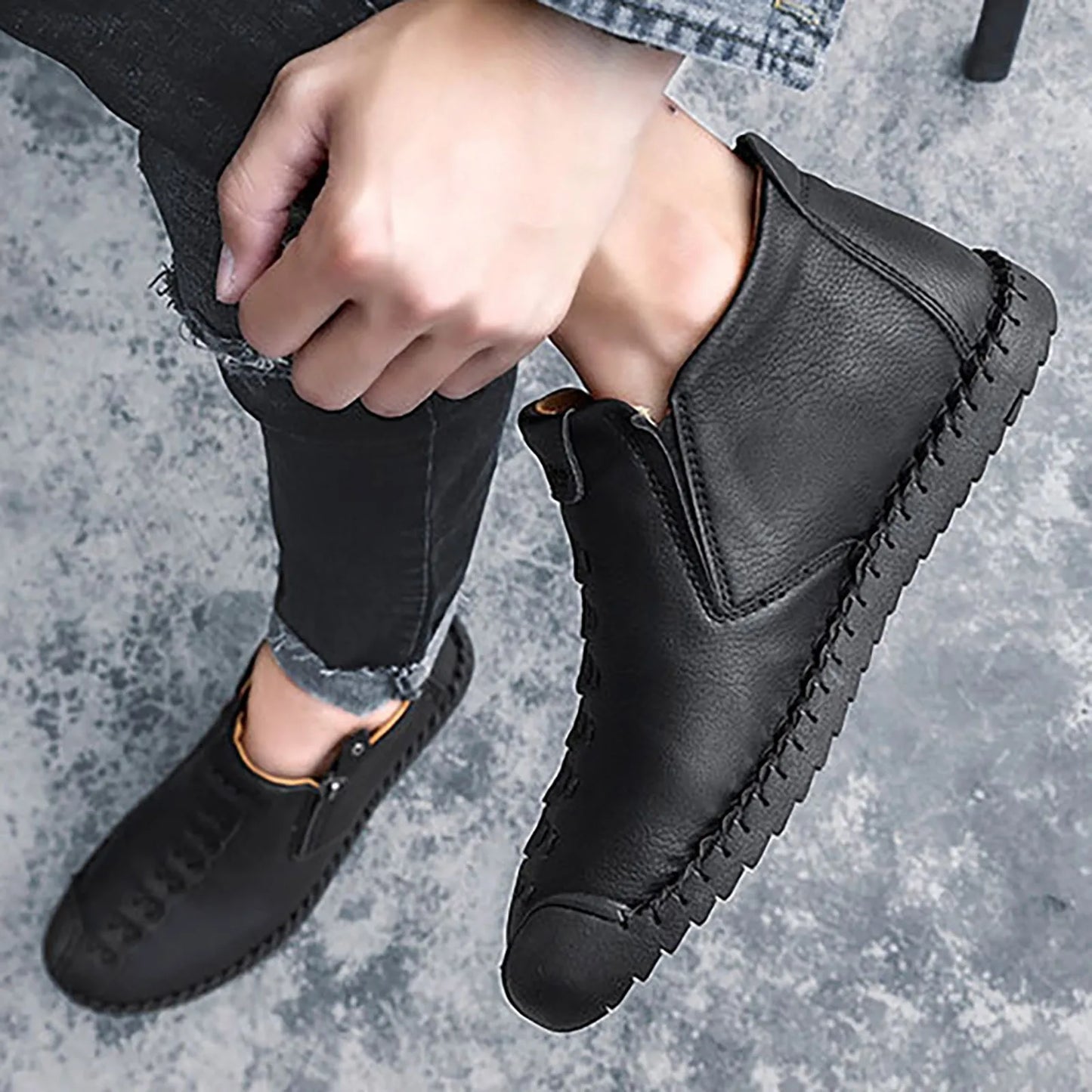 Men's Shoes / Sneakers Luxury Suede Leather Denim Lace Up Mens Casual Shoes Outdoor Canvas Shoes Male Handmade Leisure Shoes For Man