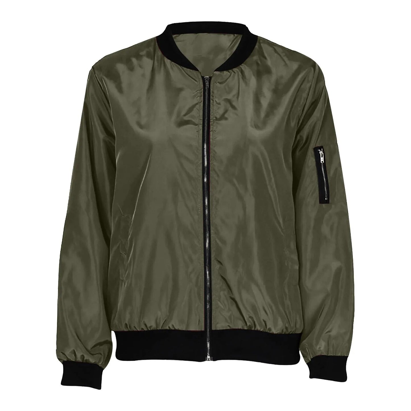 Women Round Neck Baseball Coat Cotton-padded Fall And Winter New Fashion Loose Warm Thick Short Bomber Jacket Top