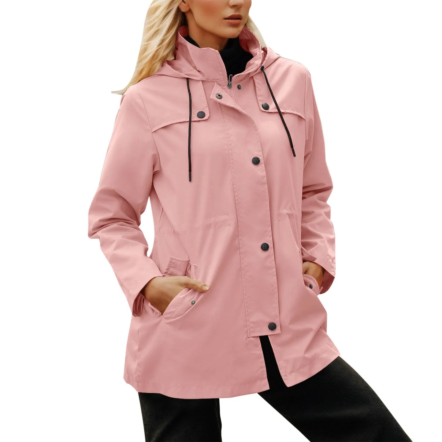 Lightweight Windproof Rainjacket Women's Outdoor Zippers Hooded Windbreaker Fall And Winter Waterproof Hiking Jacket Outerwear