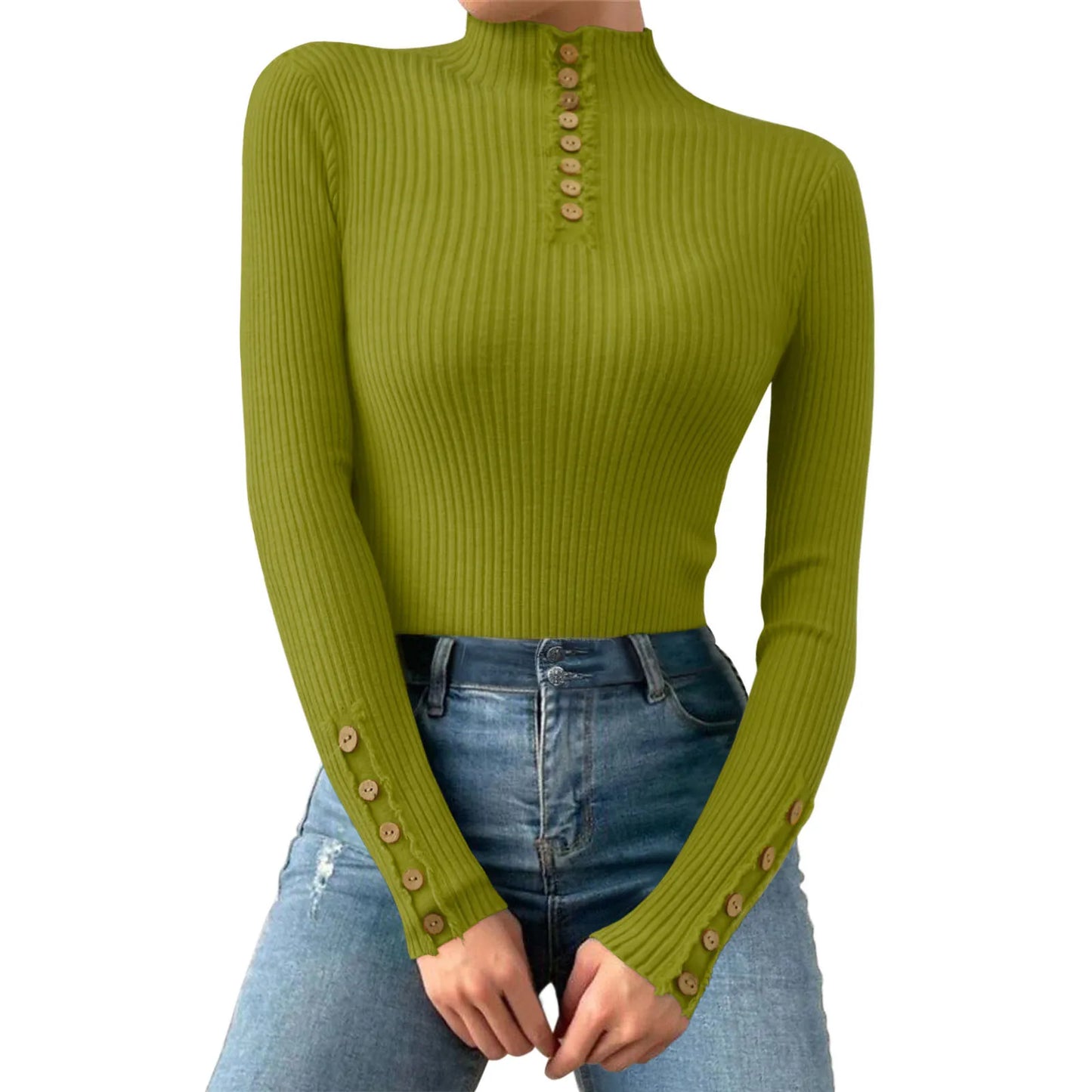 Fall/Winter Half Turtleneck Korean Fashion Elegant Basic Pullover Tops Women Casual Slim Long Sleeve Knitted Sweaters Jumpers