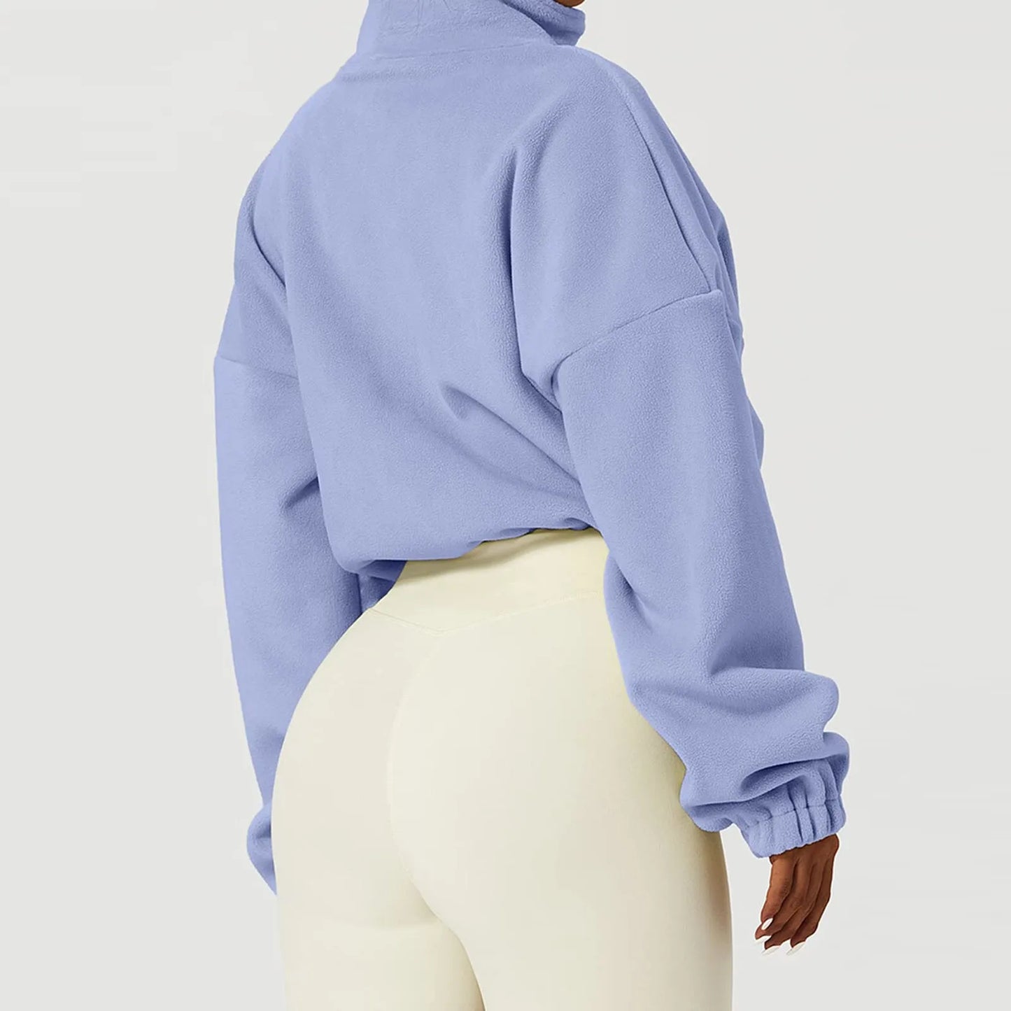 Women Zipper Hoodless Sweatshirt Fall Winter Warm Long Sleeve Loose Short Hoodies Sweatshirt Female