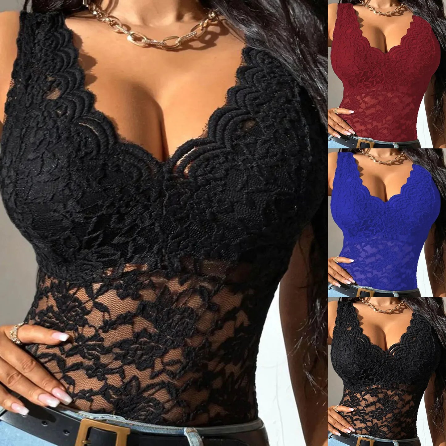 New Women Slim Tunic Lace V Neck T-shirt Elegant Summer Long Sleeve Flower Embroidery See-through Shirt Tops Blouse