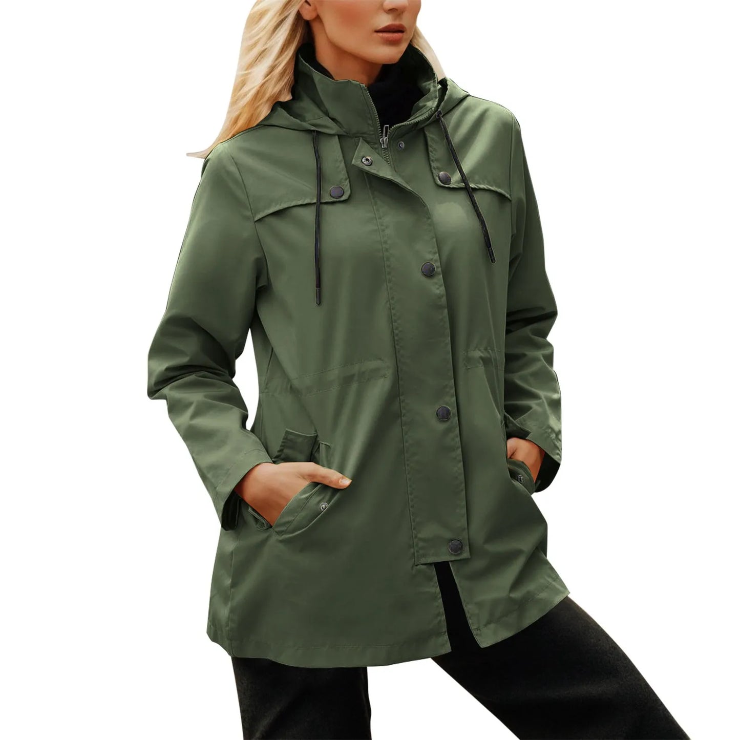 Lightweight Windproof Rainjacket Women's Outdoor Zippers Hooded Windbreaker Fall And Winter Waterproof Hiking Jacket Outerwear