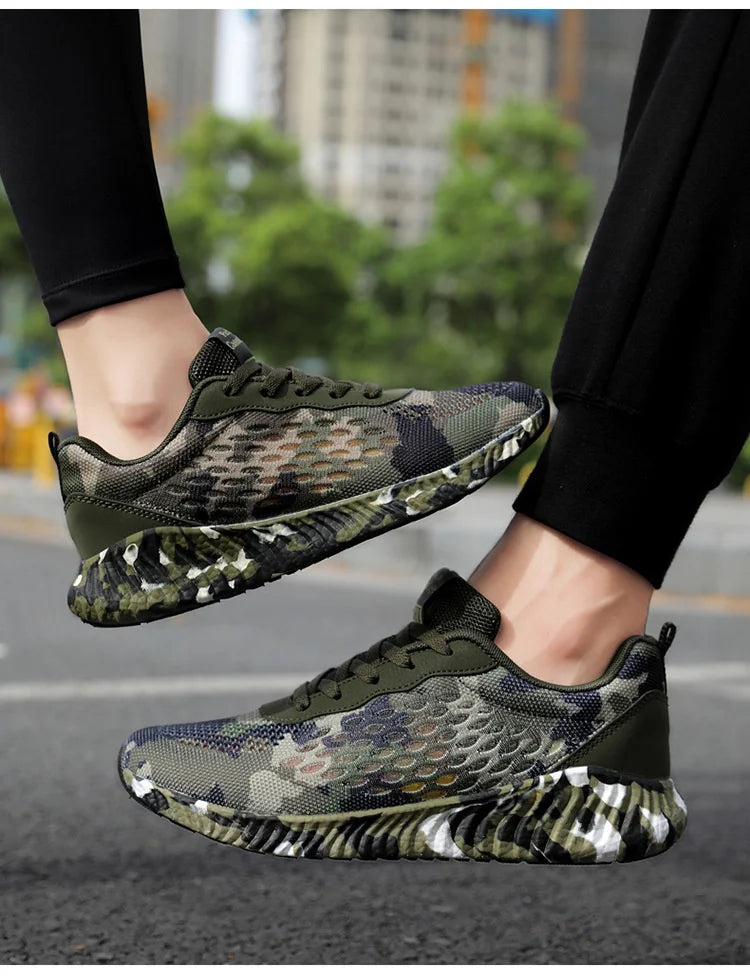 Men Air Mesh Shoes Camouflage Sneaker Male Lace Up Casual Shoes Women Breathable Walk Sneakers