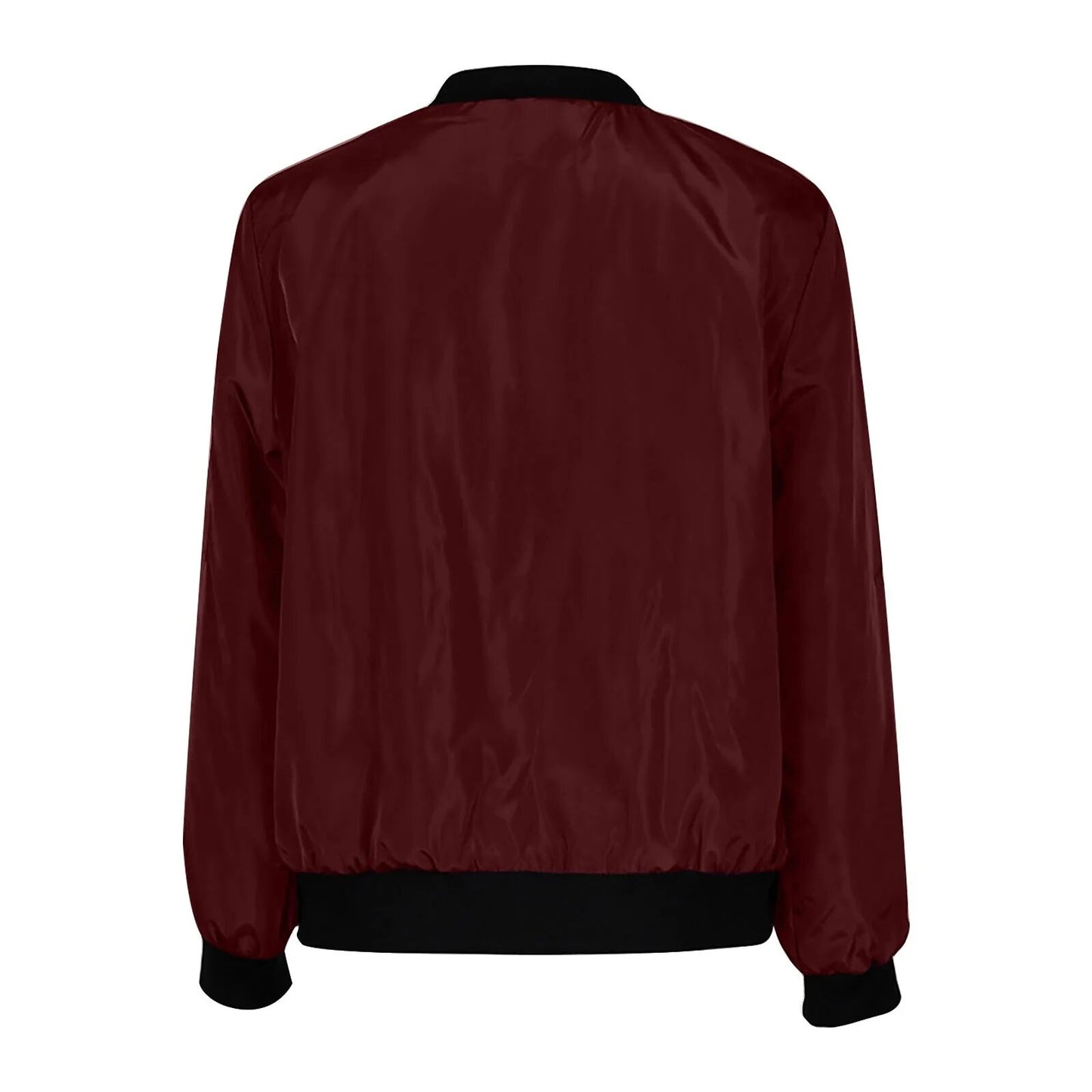 Women Round Neck Baseball Coat Cotton-padded Fall And Winter New Fashion Loose Warm Thick Short Bomber Jacket Top