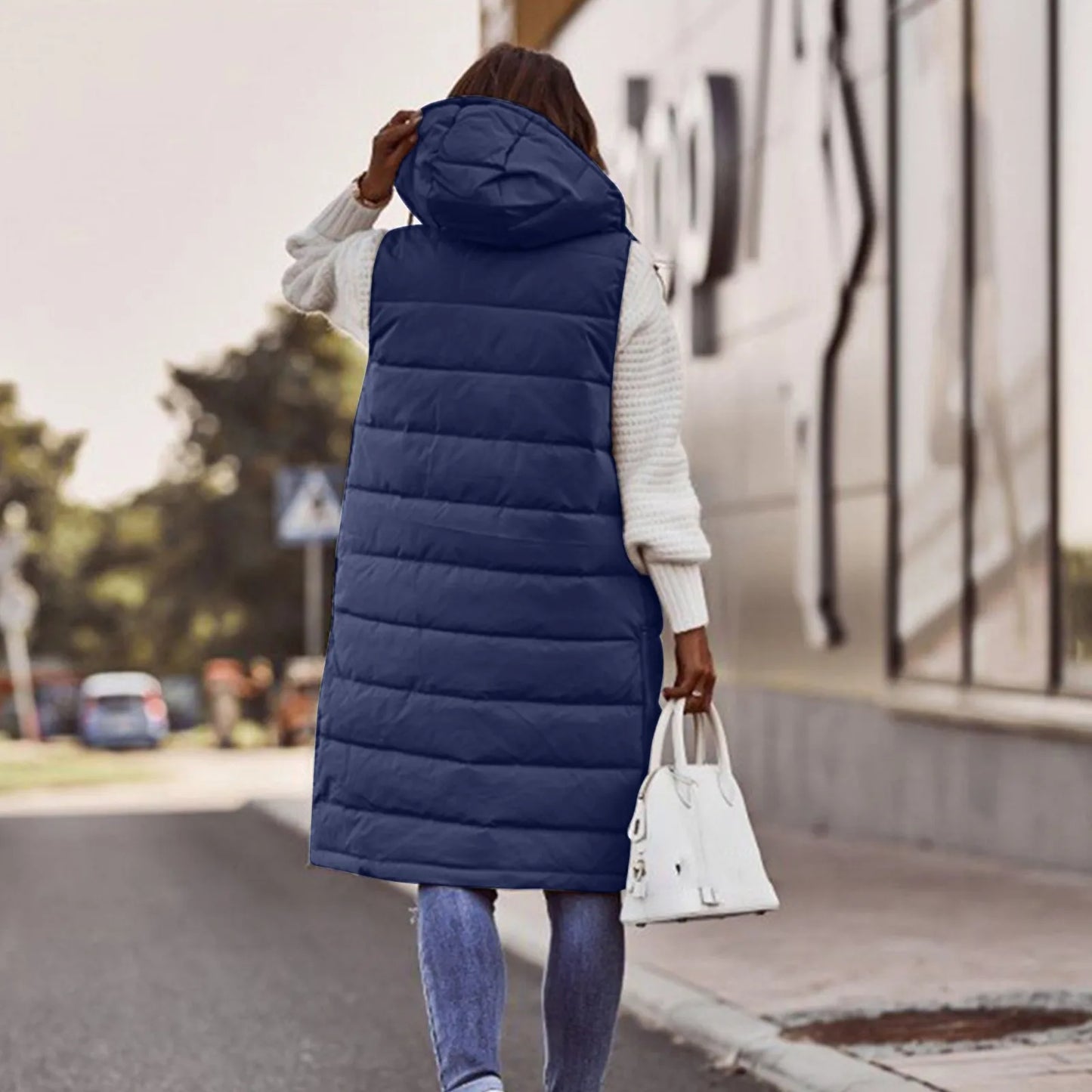 Women's waistcoats Fall And Winter Temperament Sleeveless Cardigan jacket Mid-length Cotton padded Vest Coat Winter outerwear