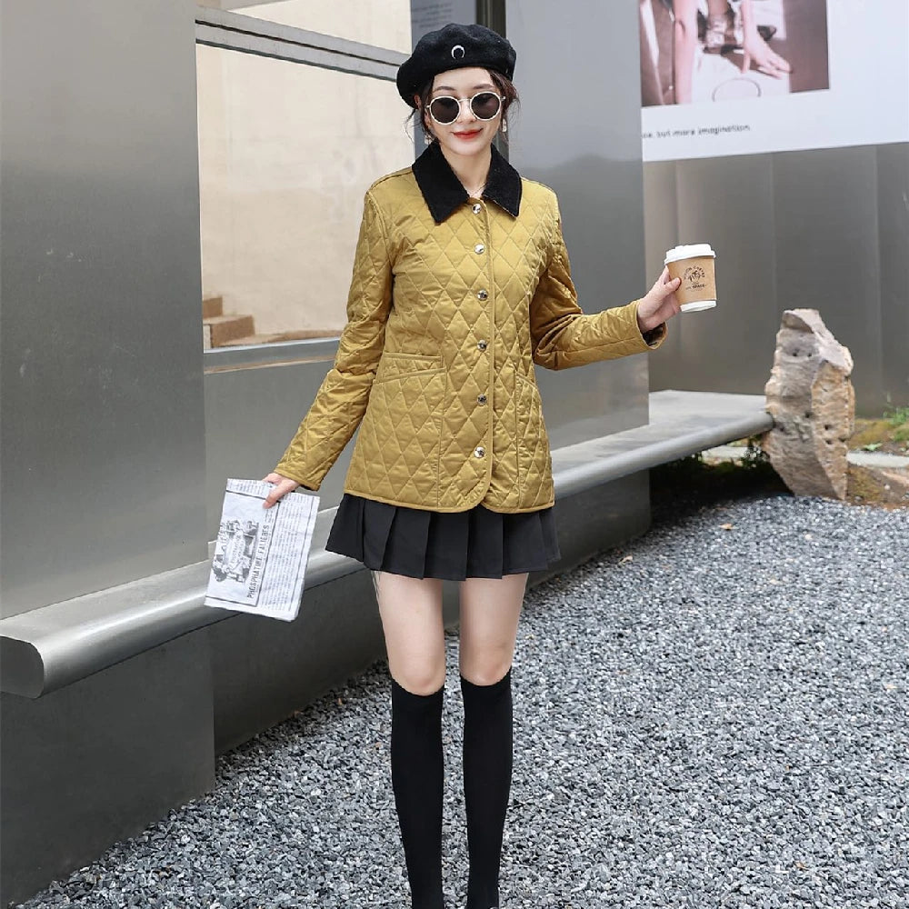 Winter Jacket Women Fashion Warm Thick Patchwork Short Style Cotton padded Parkas Coat Turn Down Collar Winter Clothes Women
