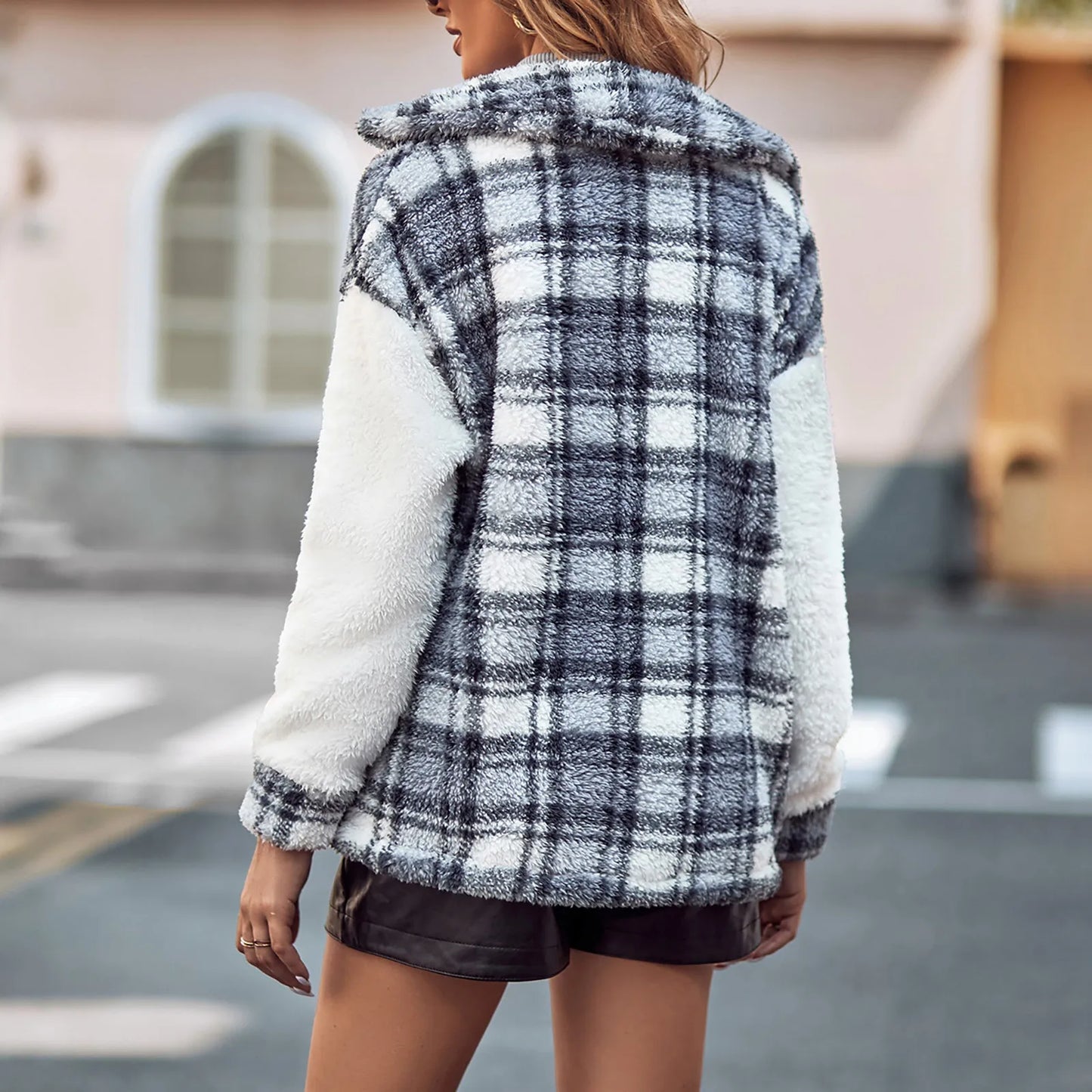 Fall Winter Jacket For Women Thicken Overcoat Long Sleeve Lapel Loose Plush Jacket