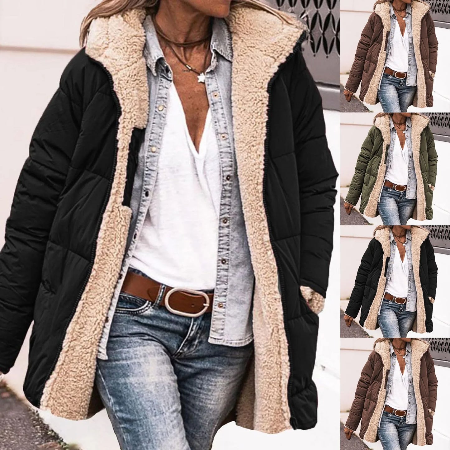 New Winter Women Cotton Jacket Fleece Casual Slim Coat Hooded Parkas Wadded Warm Overcoat Plus Size Female Coat