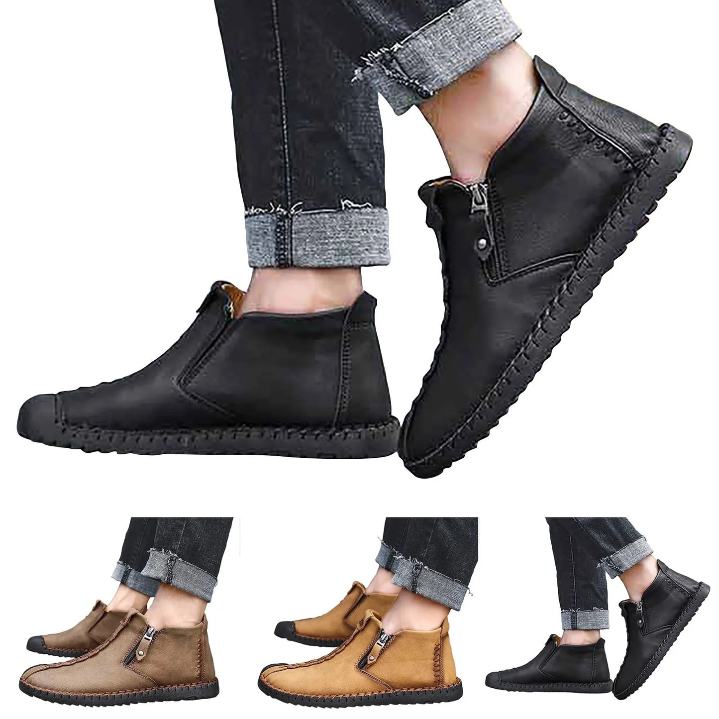 Men's Shoes / Sneakers Luxury Suede Leather Denim Lace Up Mens Casual Shoes Outdoor Canvas Shoes Male Handmade Leisure Shoes For Man