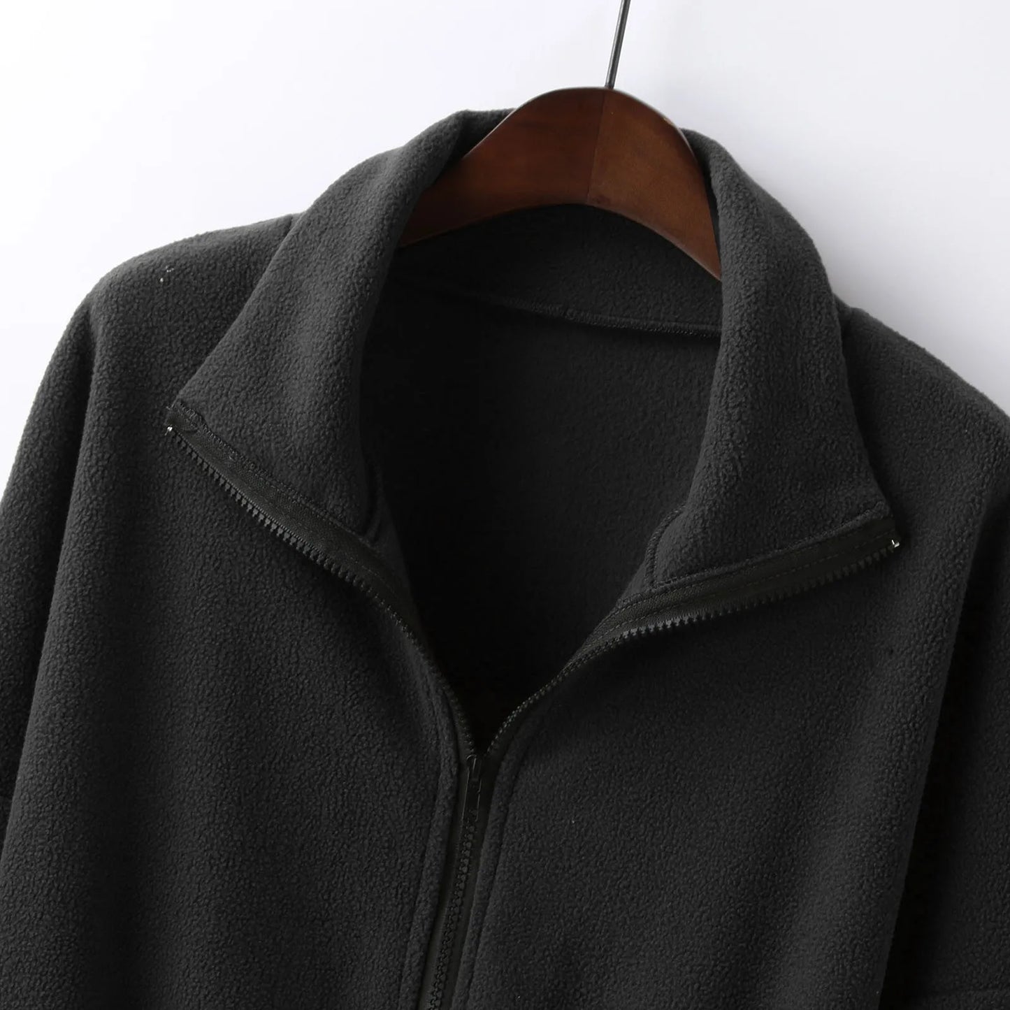 Women Zipper Hoodless Sweatshirt Fall Winter Warm Long Sleeve Loose Short Hoodies Sweatshirt Female