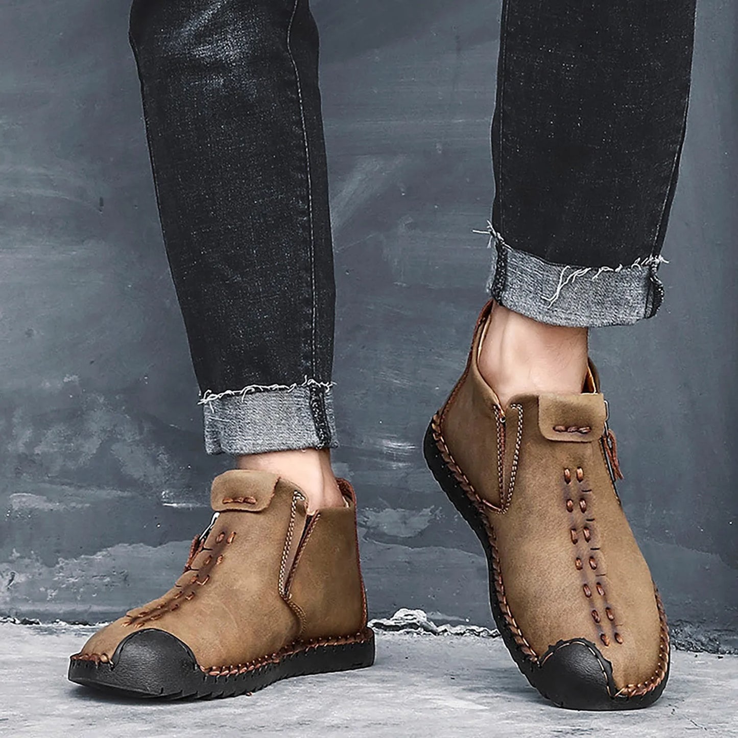 Men's Shoes / Sneakers Luxury Suede Leather Denim Lace Up Mens Casual Shoes Outdoor Canvas Shoes Male Handmade Leisure Shoes For Man