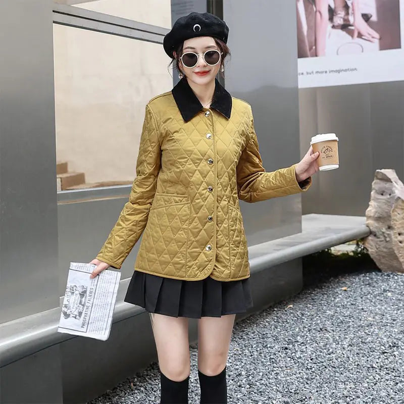 Winter Jacket Women Fashion Warm Thick Patchwork Short Style Cotton padded Parkas Coat Turn Down Collar Winter Clothes Women