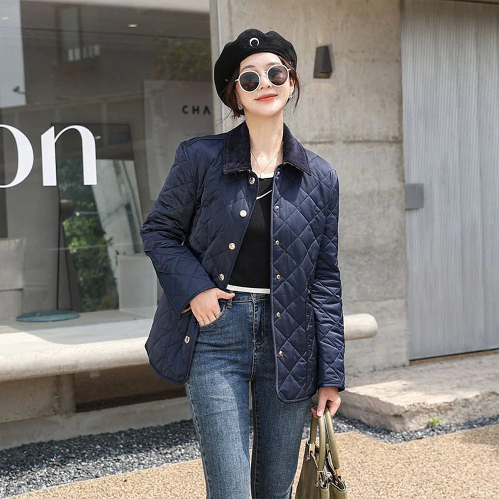 Winter Jacket Women Fashion Warm Thick Patchwork Short Style Cotton padded Parkas Coat Turn Down Collar Winter Clothes Women