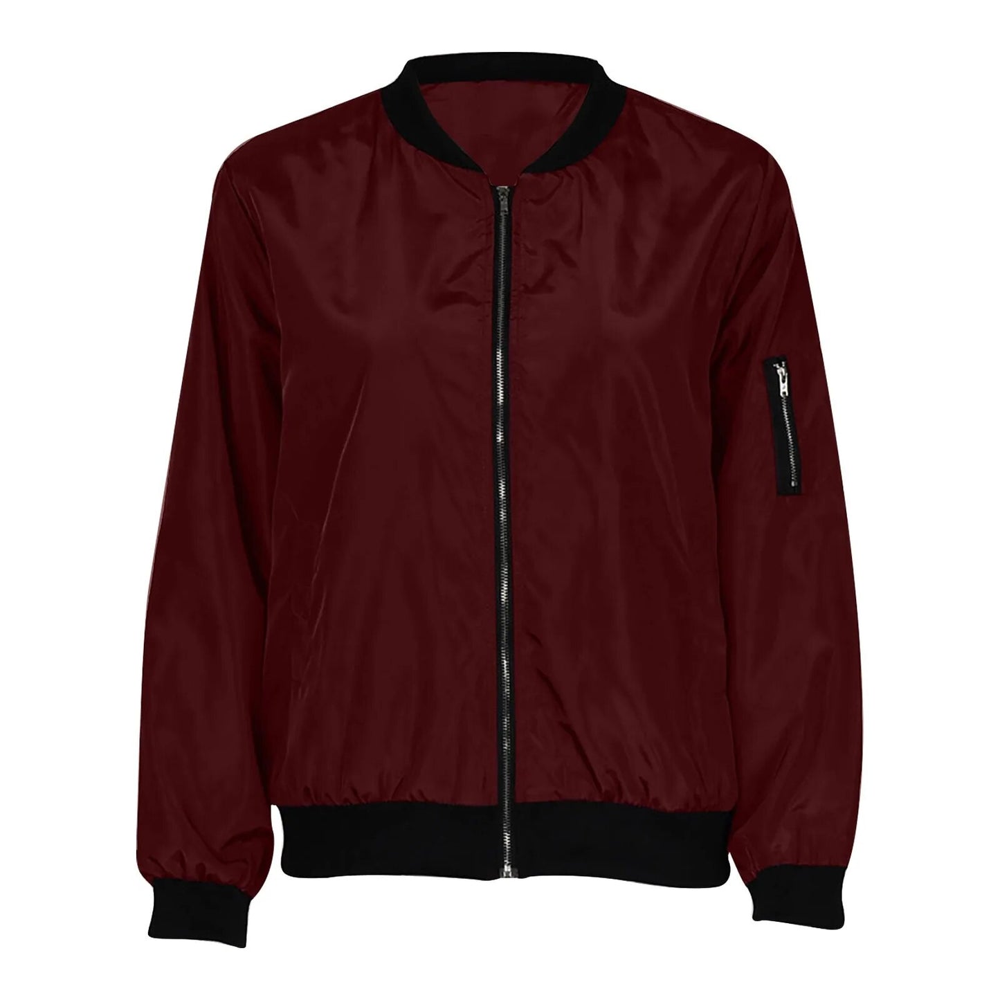 Women Round Neck Baseball Coat Cotton-padded Fall And Winter New Fashion Loose Warm Thick Short Bomber Jacket Top