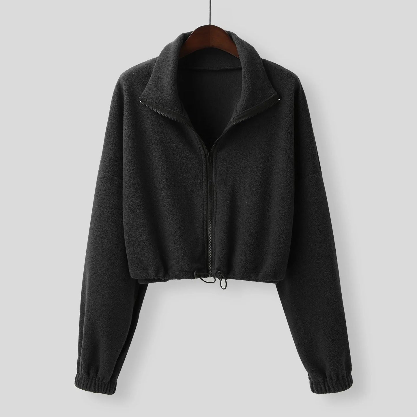 Women Zipper Hoodless Sweatshirt Fall Winter Warm Long Sleeve Loose Short Hoodies Sweatshirt Female