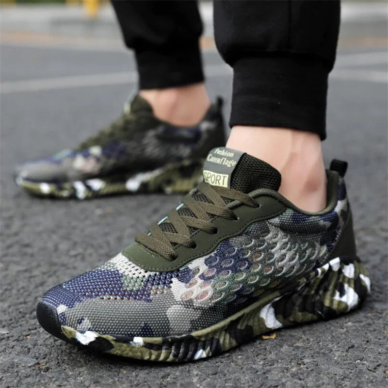 Men Air Mesh Shoes Camouflage Sneaker Male Lace Up Casual Shoes Women Breathable Walk Sneakers