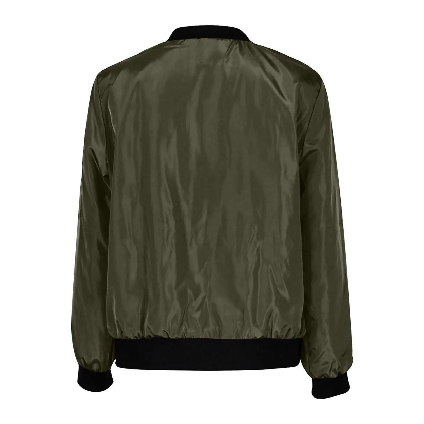 Women Round Neck Baseball Coat Cotton-padded Fall And Winter New Fashion Loose Warm Thick Short Bomber Jacket Top