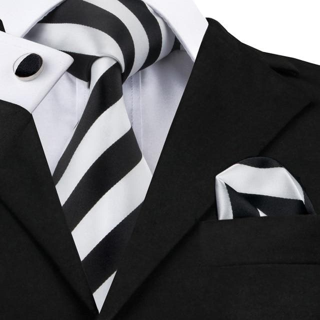 SN-1490 Hi-Tie New Classic Silk Ties Yellow Blue Striped Neck Tie Hanky Cufflinks Set for Mens Business Wedding Party