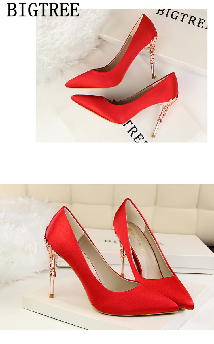 Red Heels Wedding Shoes Bride New Arrival 2020 Women High Heels Dress Shoes