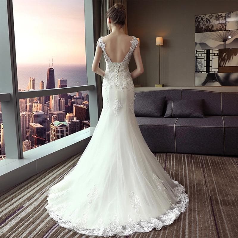 Fansmile New Arrival Vestido De Noiva Lace Mermaid Wedding Dress Customized Plus Size Wedding Gowns Bridal Dress FSM-484M