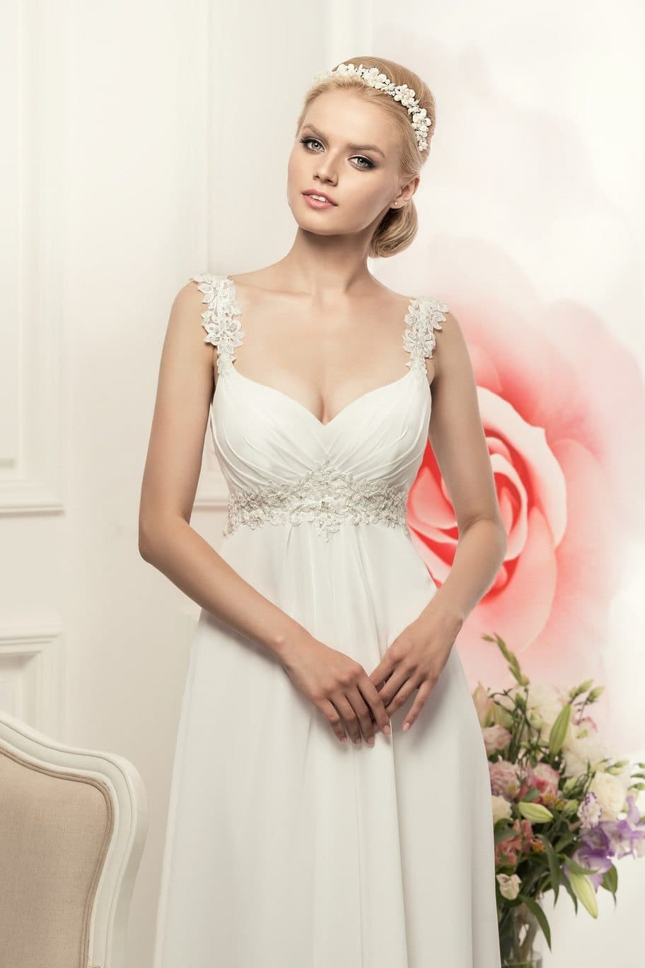 Simple Spaghetti Straps Chiffon Wedding Dresses Elegant Bohemian Empire Bridal Gown White/Ivory Vestido de Novia