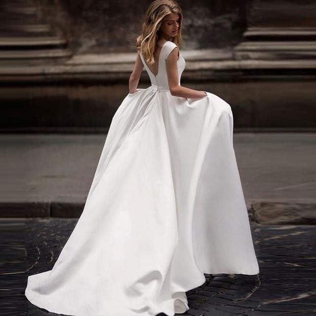 New Spring Wedding Dresses Satin Wedding Bridal Gown
