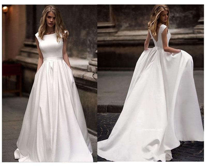 New Spring Wedding Dresses Satin Wedding Bridal Gown