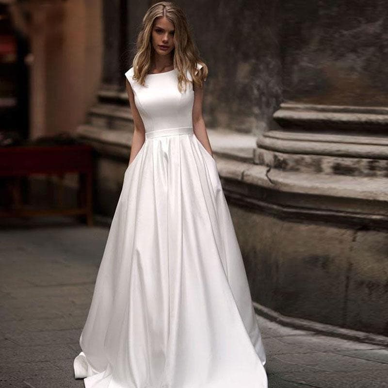 New Spring Wedding Dresses Satin Wedding Bridal Gown
