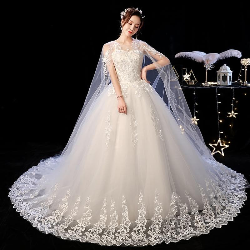 Mrs Win Wedding Dress 2020 New Elelgant Court Train Lace Embroidery Princess Vintage Wedding Dresse Plus Szie Wedding Gowns