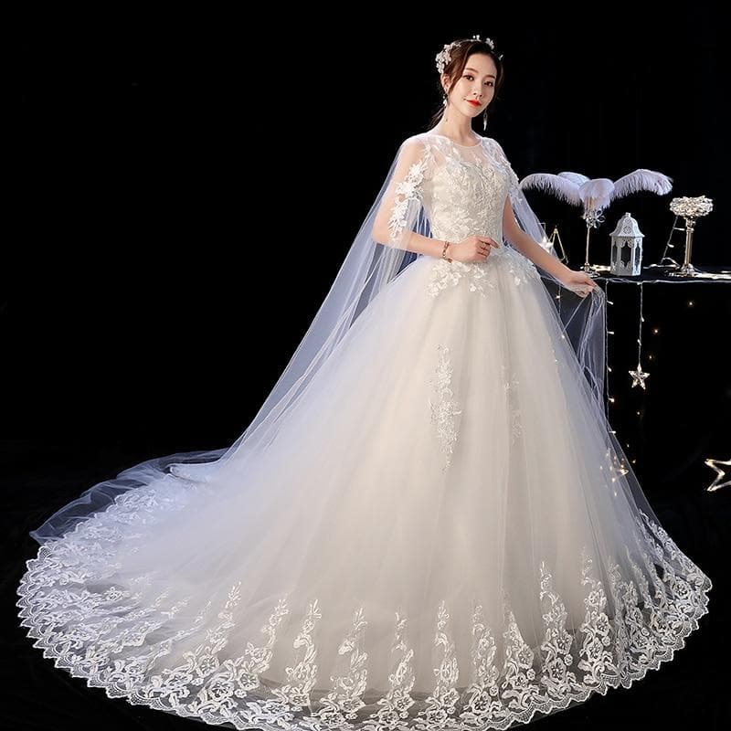 Mrs Win Wedding Dress 2020 New Elelgant Court Train Lace Embroidery Princess Vintage Wedding Dresse Plus Szie Wedding Gowns