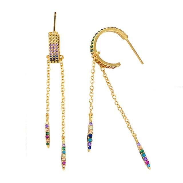 FLOLA Gold Filled Rainbow Hoop Earring with Charm Big Earing Hoop Circle Woman Rainbow Jewelry Orecchino Donna Arcobaleno ersq99