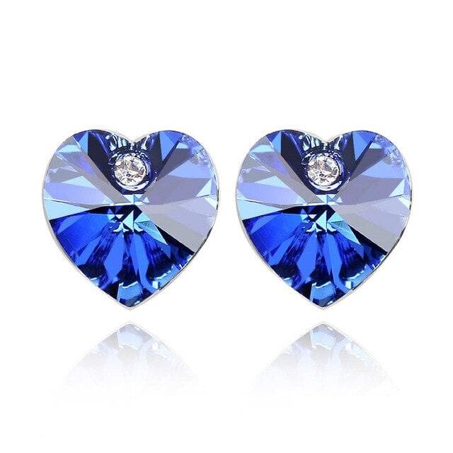 13 Colors Heart Shape 100% Crystals From Swarovski Earrings For Women Romantic Wedding Stud Earrings Jewelry Accessories